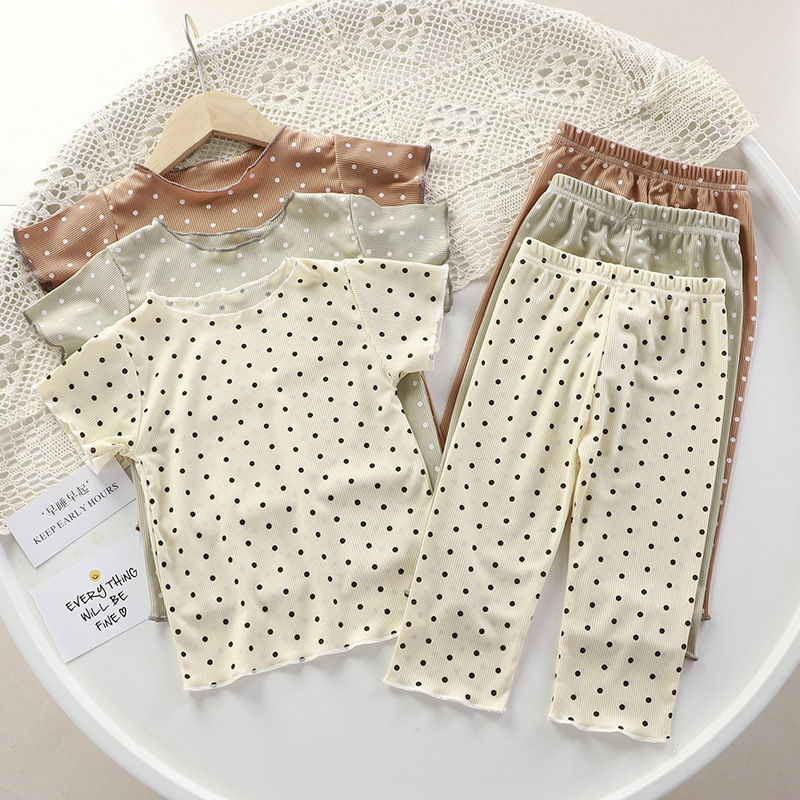 Children's Air Conditioning Suit Home Baby's Short-sleeved Pajamas Summer New Girls' Wear Two-piece Outfit T-shirt