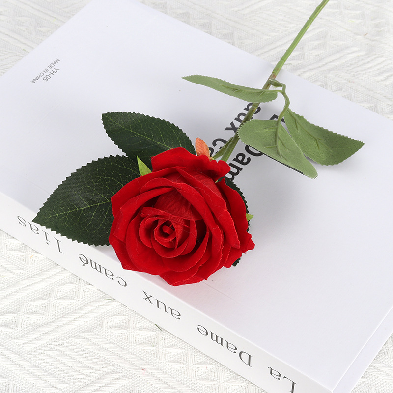 Simulation flannel rose pearl rose home hotel wedding valentine's day rose wall decoration silk flower fake flower