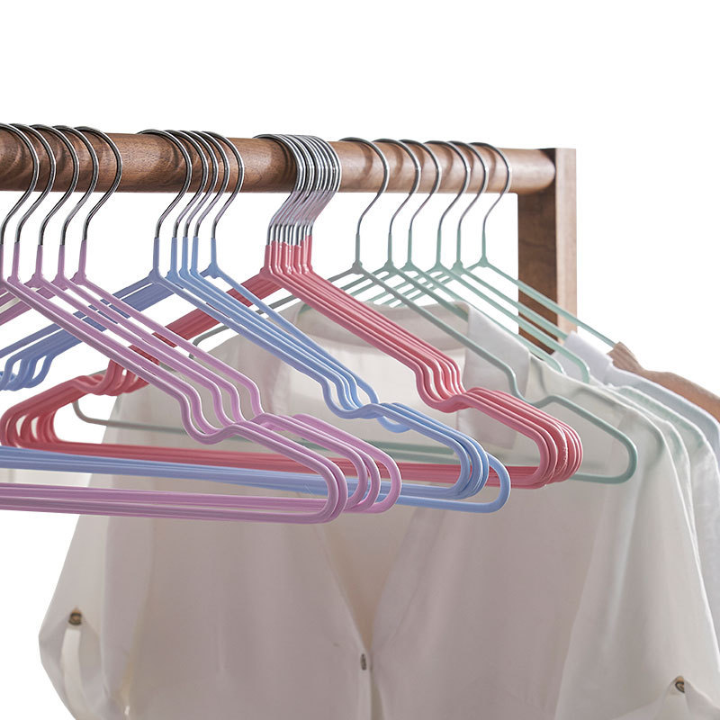 Wholesale Stainless Steel Traceless Clothes Hanger Hotel Household Clothes Rack Children's Groove Anti-Slip Drying Clothes Hanging Dip Plastic Hangers