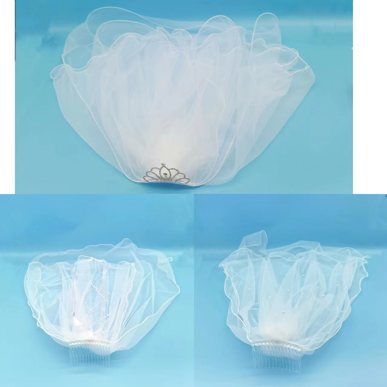 Super fairy yarn Princess Crown mesh yarn headdress Net red photo soft yarn hair comb hairpin factory wholesale