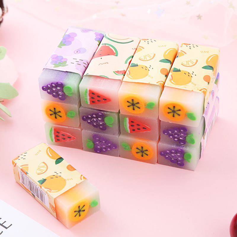 Cartoon jelly sandwich eraser wholesale PVC creative fruit sandwich eraser drawing painting exam for students