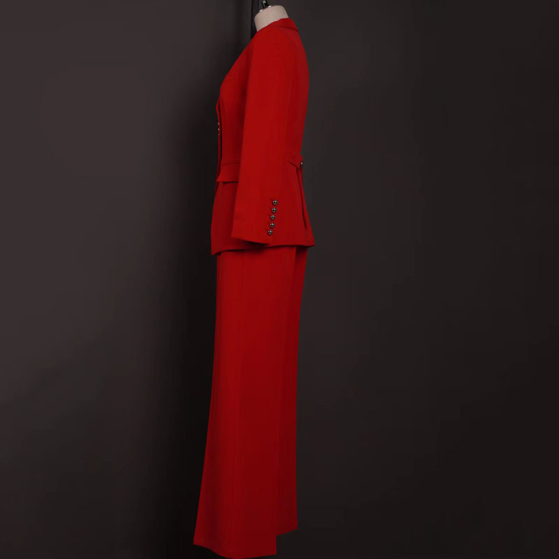 Star Fashion Temperament Festive Red Professional Suit suit Goddess Fan Host President Suit Work Clothes