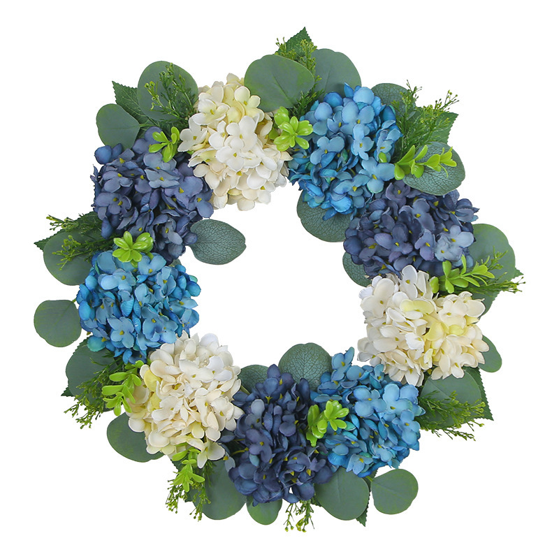 Jingchen Cross-border New Blue and White Hydrangea Garland Door Hanging Decorative Wall Hanging