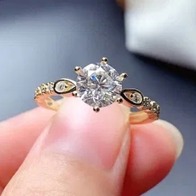 曹適直播戒指 時尚八心八箭鋯石結婚戒指 浪漫婚禮指環女