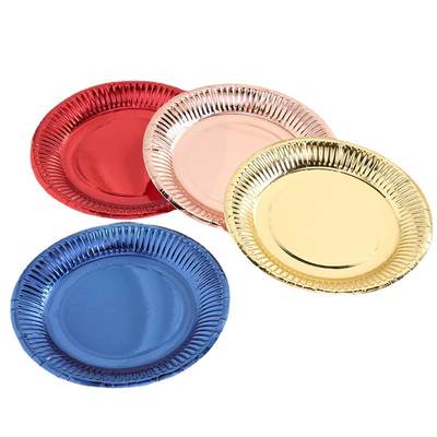 Factory wholesale cross-border Amazon rose gold paper plate paper cup thickened part cake plate party disposable tableware