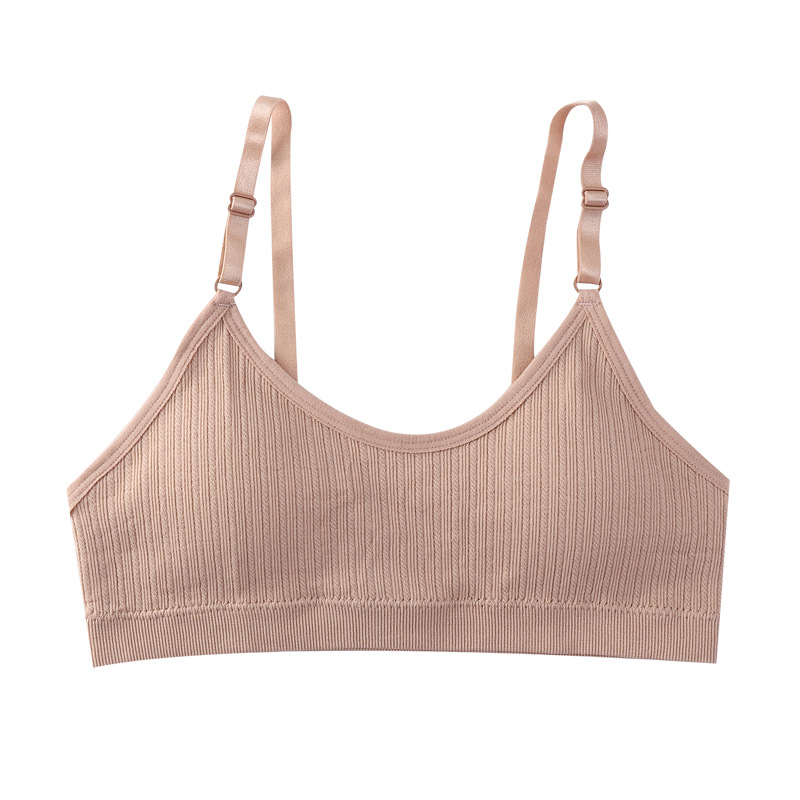 New Thread Beautiful Back Wrapped Breast Tube Bra with Chest Pad Seamless No Steel Ring Base Adjusting Shoulder Strap Sports Underwear Bra