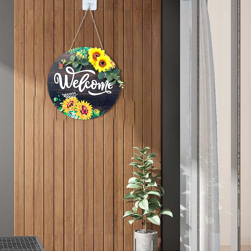 American Country Sunflower wlecme Decoration Door Plate Spring Door Hanging Door Plate Hanging Wooden Welcome Listing