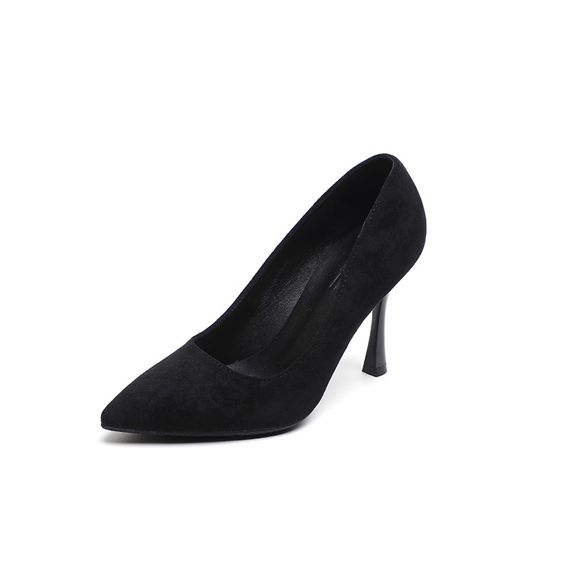 316-60 small size suede high heels women's 3 thin heel work shoes large size women's shoes 41 43 plus fat widened single shoes