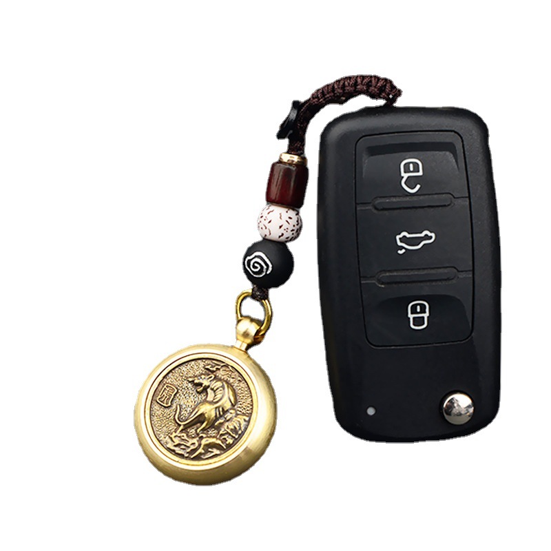 Running Zhao Mi Zodiac Rotating Handle Pendant Copper Play Decompression Artifact Keychain Play Pendant