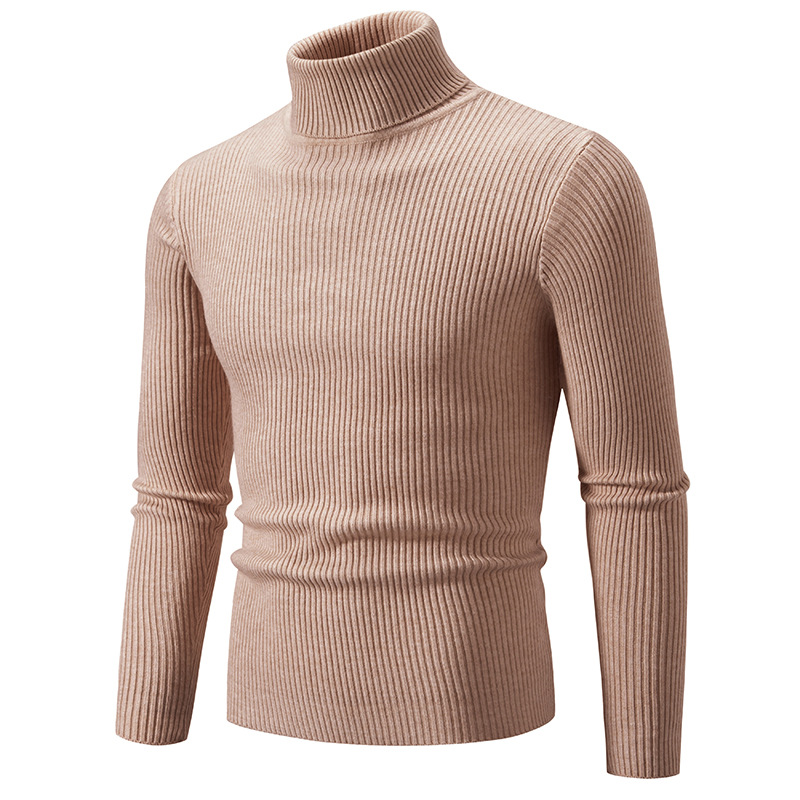 Men's knitted bottoming shirt 2023 autumn and winter new cross-border Amazon youth solid color simple slim casual sweater