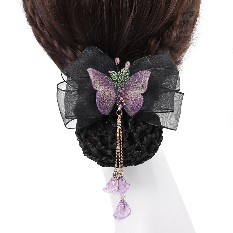 Professional female head flower nurse hair net hair card stewardess work work net pocket bow bank hair pocket accessories