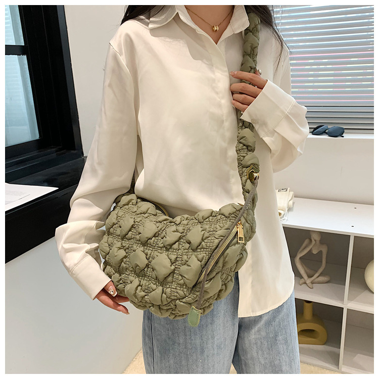 Borsa da donna Niche Bubble Borsa monospalla sottobraccio Borsa coreana in cotone Borsa a tracolla casual Borsa a nuvola plissettata_voghion.com