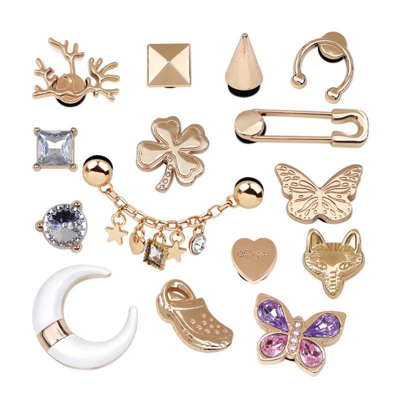 2023 new shopping mall with metal hole shoes buckle shoes flower DIY rhinestone gem shoe buckle accessories set