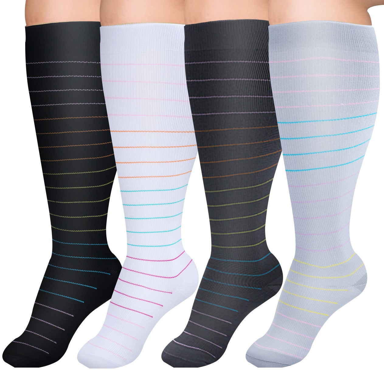 Meias de pressão de nylon para enfermeiras, fertilizantes Plus, meias de compressão para corrida e fitness para homens e mulheres, modelos europeus e americanos_voghion.com