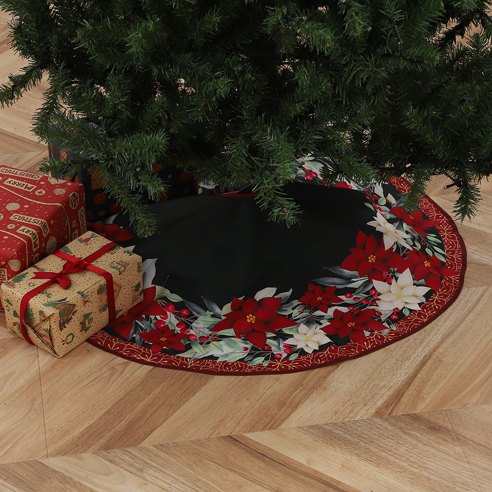 Christmas printed tree skirt cross-border new cartoon round elk Christmas tree decoration base ornaments crafts wholesale