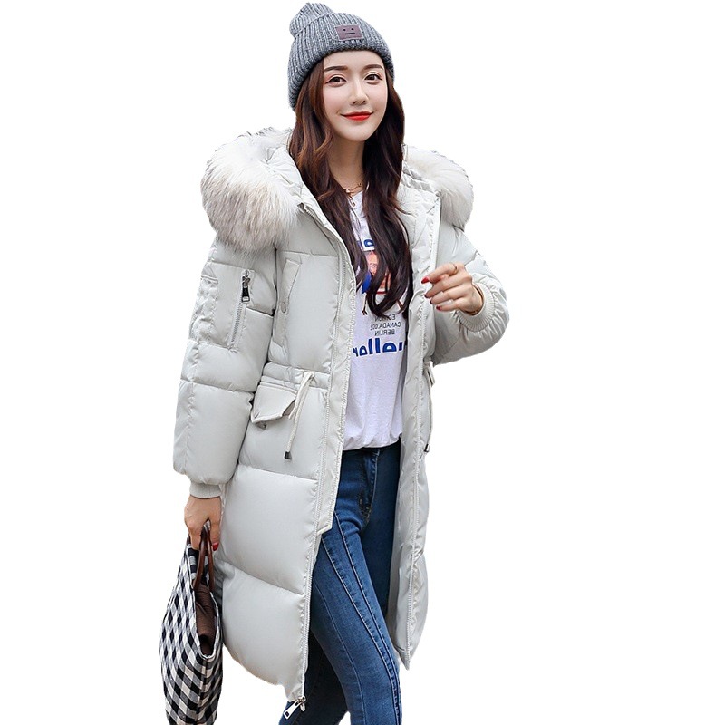 2023 New Foreign Trade Korean Down Cotton-padded Jacket Women's Mid-length Bread Clothing Large Wool Collar Cotton-padded Coat Thickened Cotton-padded Coat