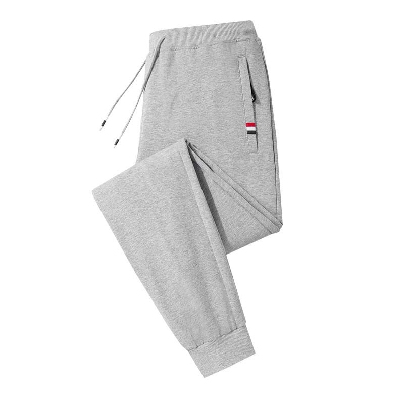 Spring and Autumn Mid-Waist Solid Color Casual Youth Cotton Grey High Elastic Waistband-Free Trousers Loose Nipped Trousers
