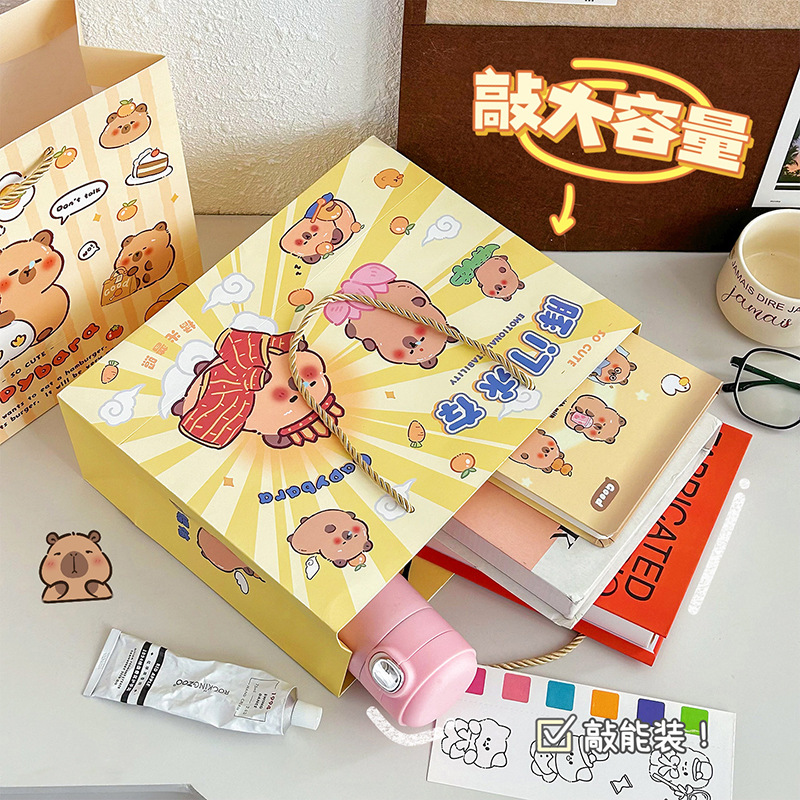 Capabala gift bag cute capybara portable gift bag creative dessert milk tea bag cartoon shopping bag wholesale