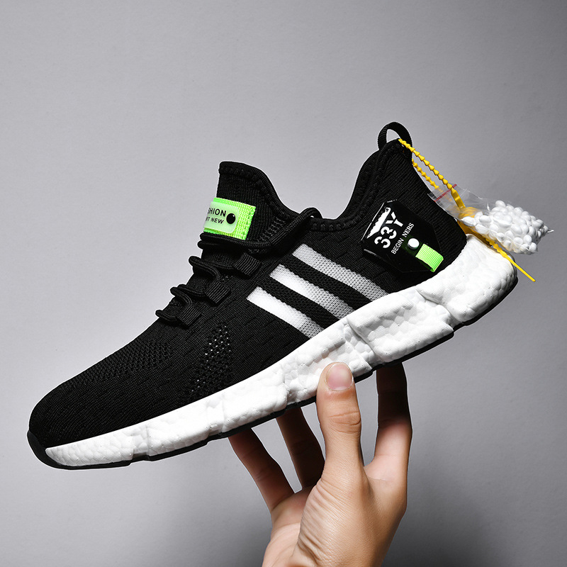 Shoes men's foreign trade plus size running shoes trendy men's shoes flying woven breathable mesh casual shoes couple popcorn sneaker