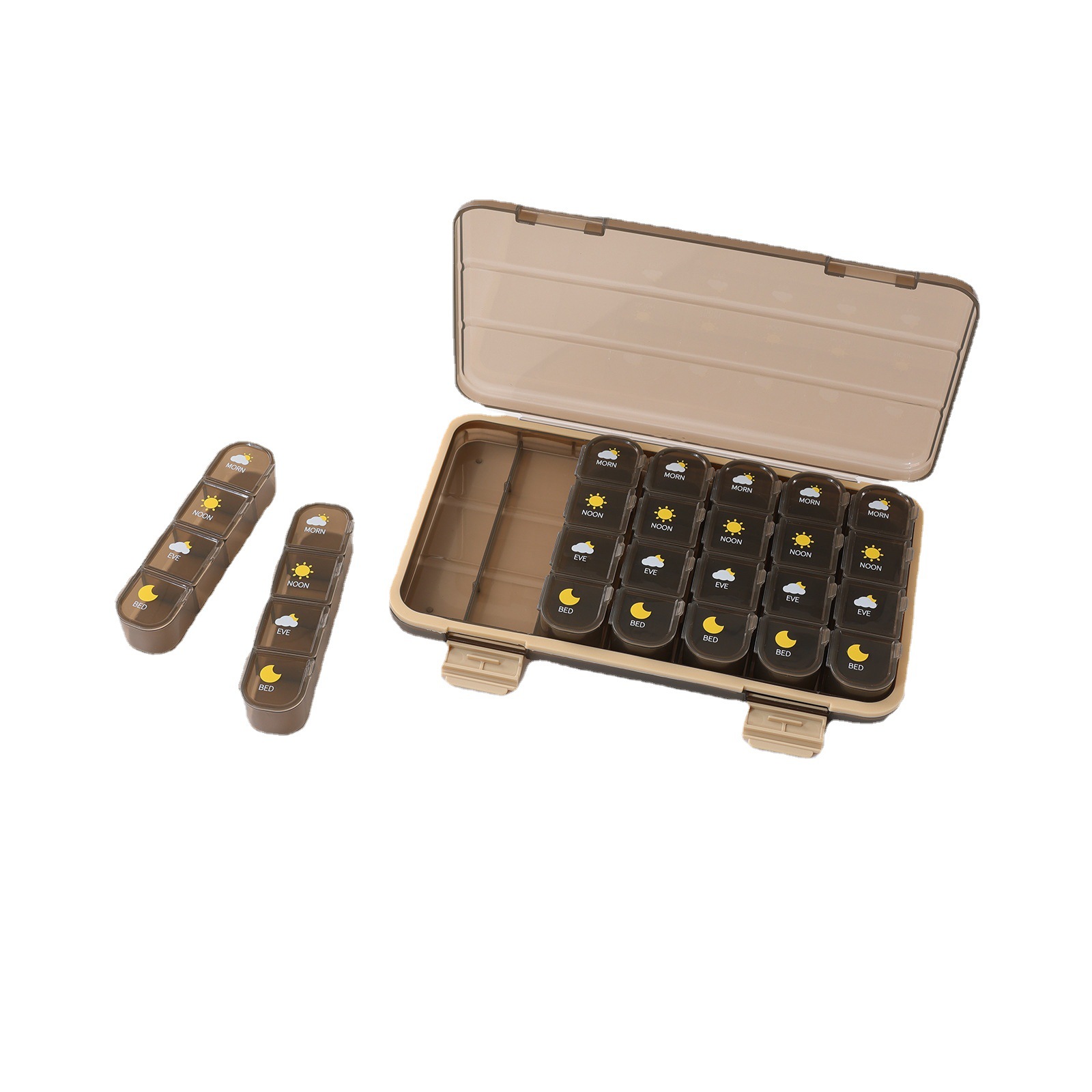 The medicine box is portable for 7 days in the morning, noon and evening to remind the medicine dispenser to take medicine for a week, cut medicine, and carry-on medicine packaging box with large capacity