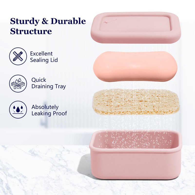 Cross-border New Portable Travel Silicone Soap Storage Box with Lid Leak-proof Soap Travel Non-slip Soap Container