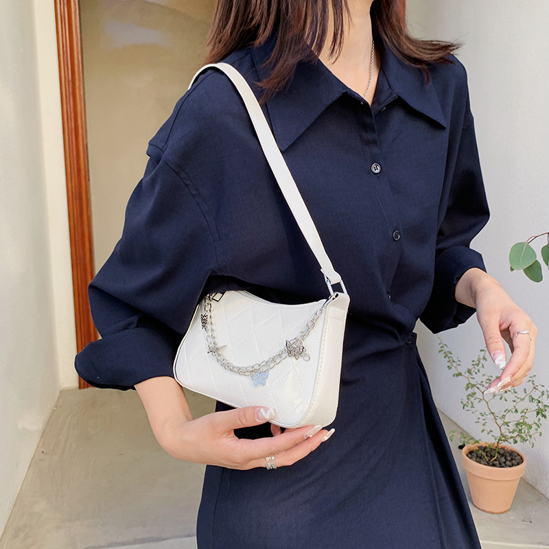 Fairy Elegant Small Bag Women's Bag 2021 New Stylish Texture Shoulder Bag Bow Chain Rhombic Underarm Bag