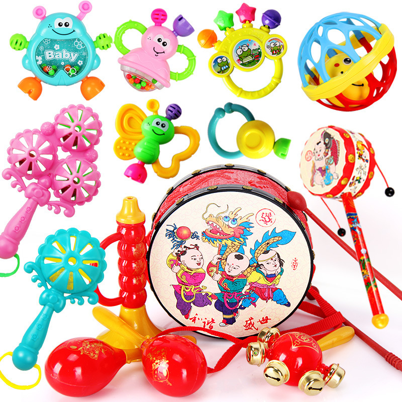 7-piece rattle set +5-piece Auspicious drum set + Jingle Ball + safety rattle
