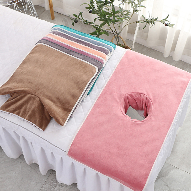 Beauty salon bedside hole towel with hole lying towel massage physiotherapy massage large towel bed towel thickened absorbent fixed logo