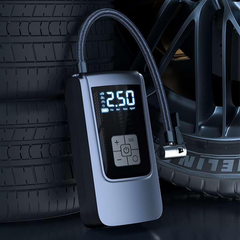 New portable car air pump intelligent digital display air pump bicycle tire basketball electric air pump barrel