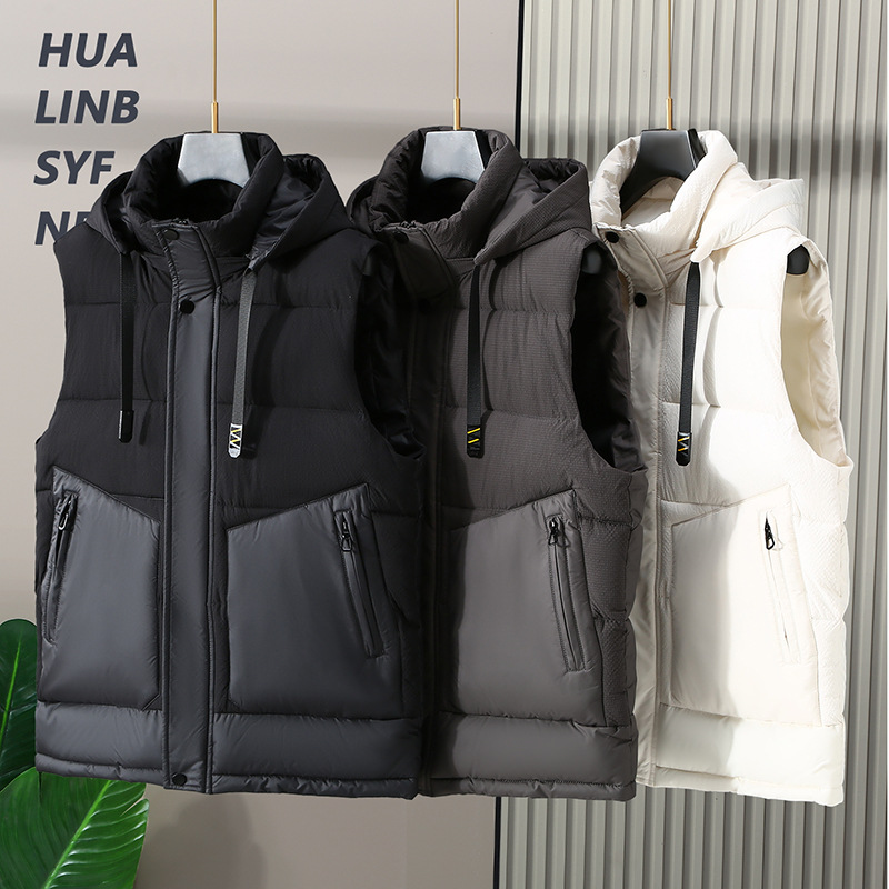 Winter fat vest men's down cotton thickened outer vest plus size waistcoat cardigan vest wholesale