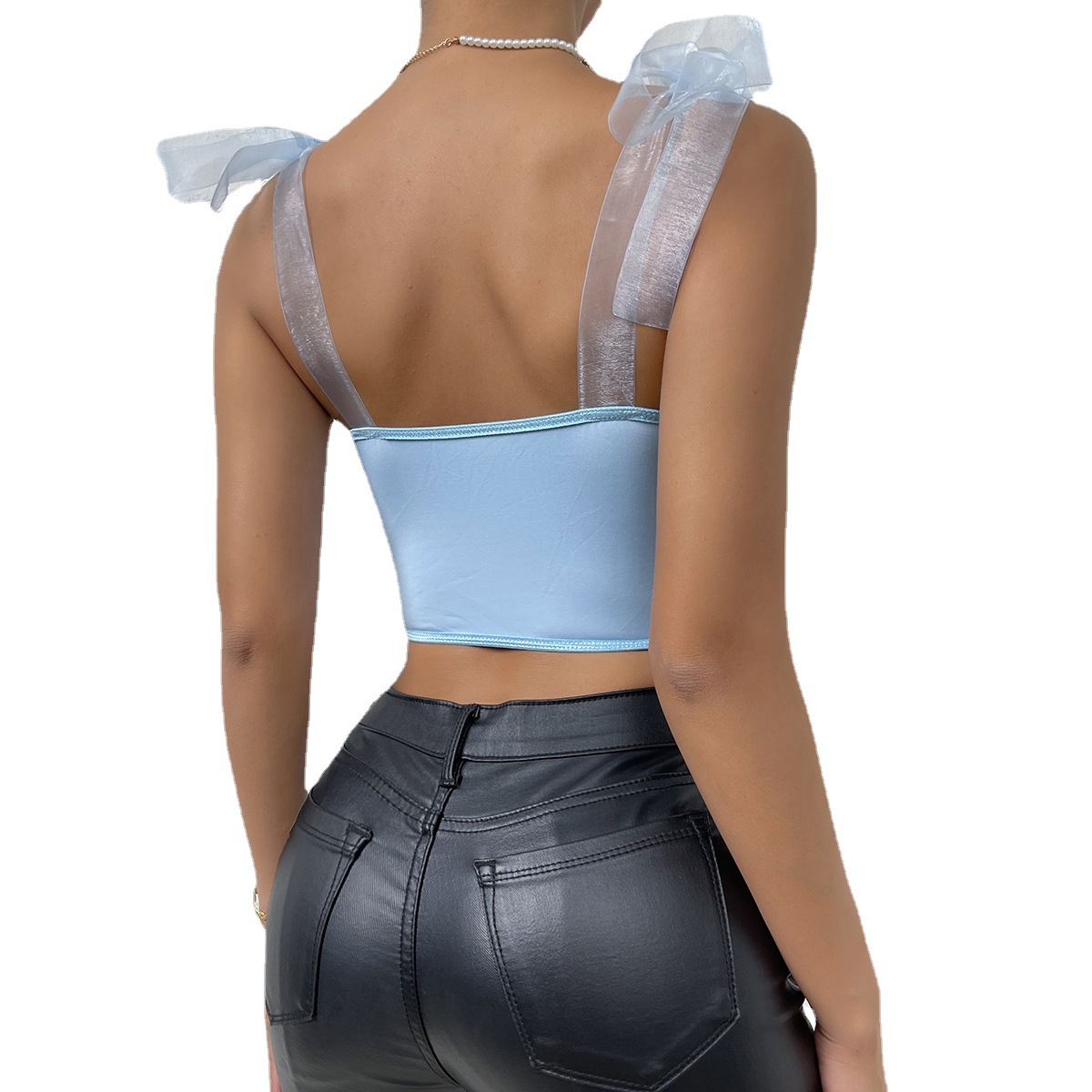 Cross-border European and American Foreign trade hot sale lace floral lace lace lace mesh hollow diamond fish bone ins vest women's clothing 8090