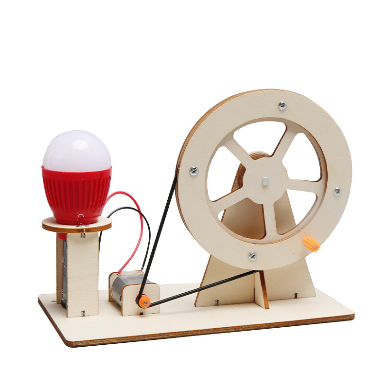 Elementary School student science experiment simple hand-cranking generator infant technology small production children handmade diy material
