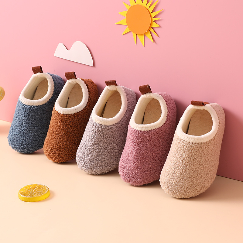 Velvet children's men's and women's floor socks shoes baby anti-slip bottom thickened autumn and winter new cotton shoes indoor home cotton slippers