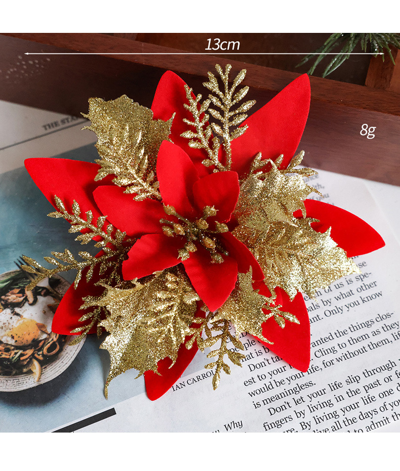 Decorazioni natalizie cipolla artificiale panno floccaggio panno polvere da spolverare fiore di Natale decorazione albero di Natale accessori ghirlanda di Natale_voghion.com