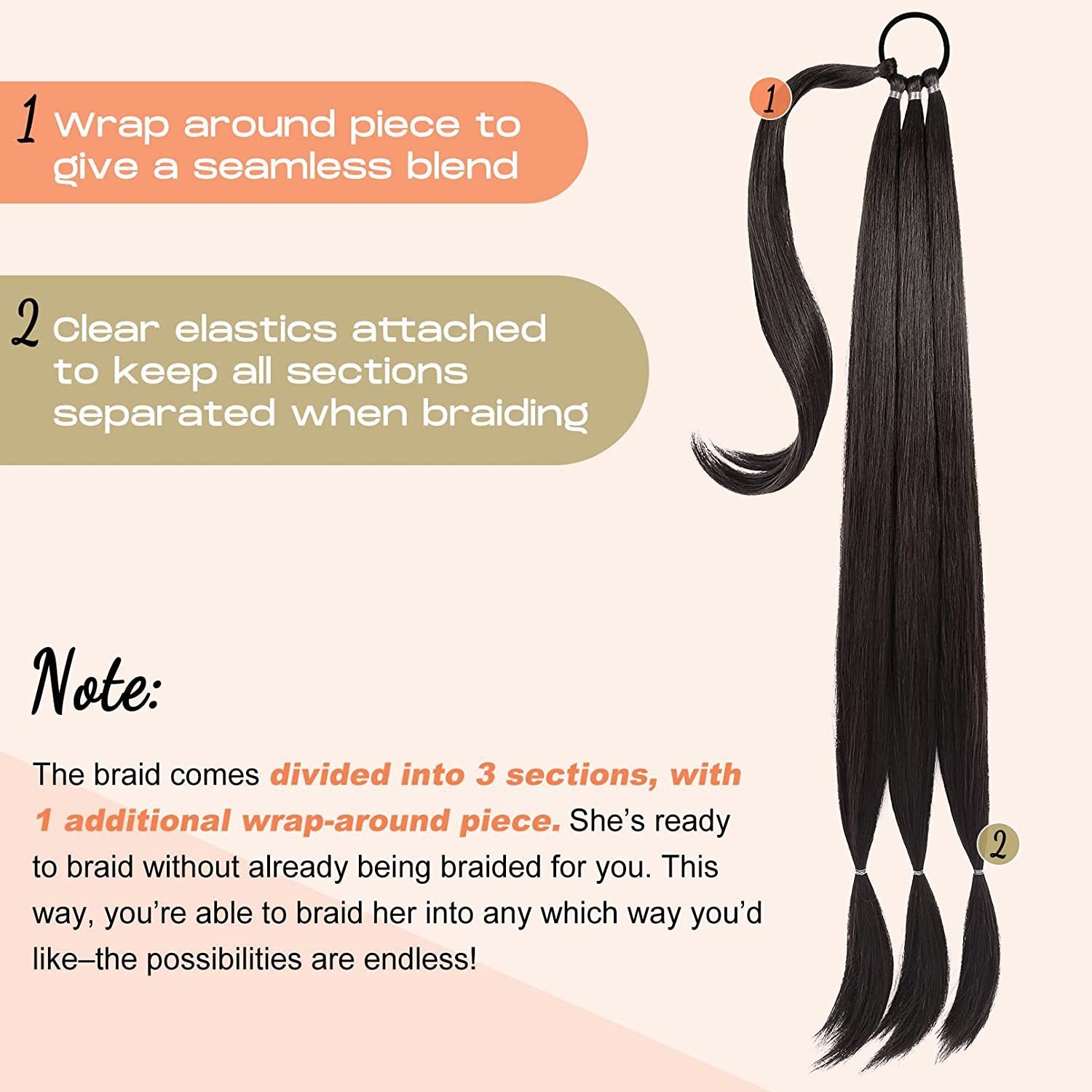 Fake braid 2022 new fashion Chemical Fiber wig women's long braid hair extension belt hair extension braid wig ponytail