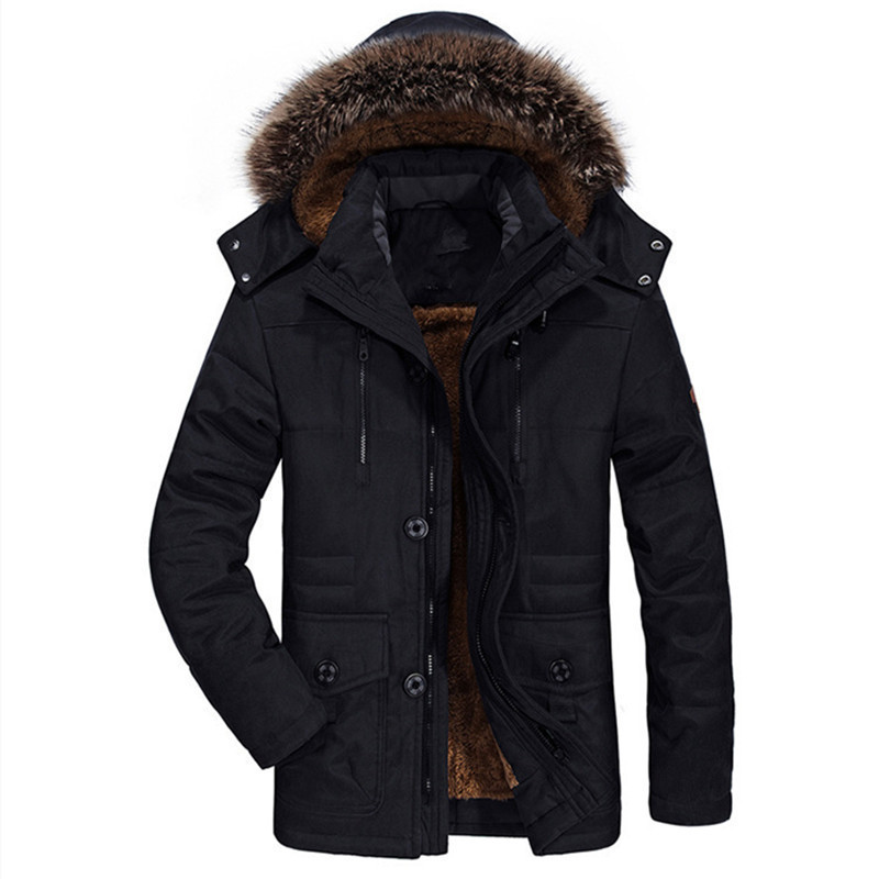 AliExpress new autumn and winter long middle-aged hooded plus velvet men's large size cotton-padded clothes factory a generation of hair coat