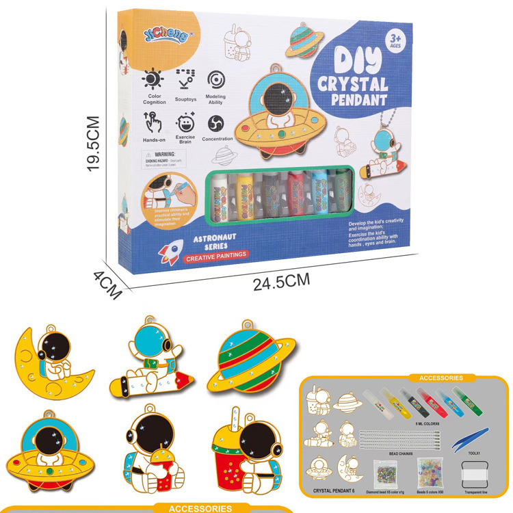 Cross-border wholesale children's puzzle handmade DIY Crystal plastic painting Three-dimensional baking-free graffiti coloring plastic painting toys