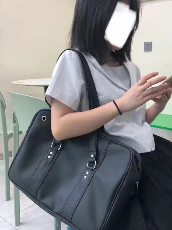 2023 New Ladies Japanese JK Uniform PU Bag Student Commuter Schoolbag Large Capacity Shoulder Crossbody Bag Handbag