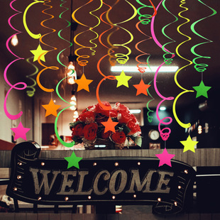 Fluorescent five-pointed star spiral ornament fluorescent spiral decoration night party flower fluorescent decoration