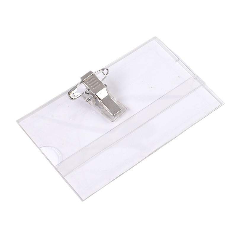 pvc double-sided transparent pin clip employee ID card holder tag work card student ID badge badge badge factory card