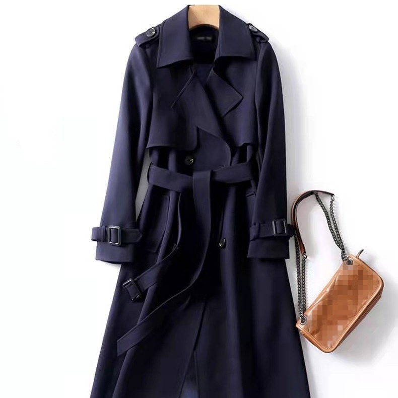 2024 Spring and Autumn Trenchcoat Women's Mid-length New  Style Large Size Small Popular British Style Coat Over-the-knee Coat