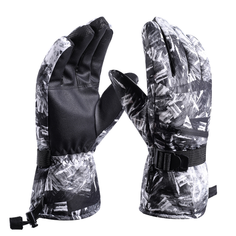 Ski gloves women's winter men's touch screen plus velvet padded cotton warm riding outdoor motorcycle Waterproof Winter
