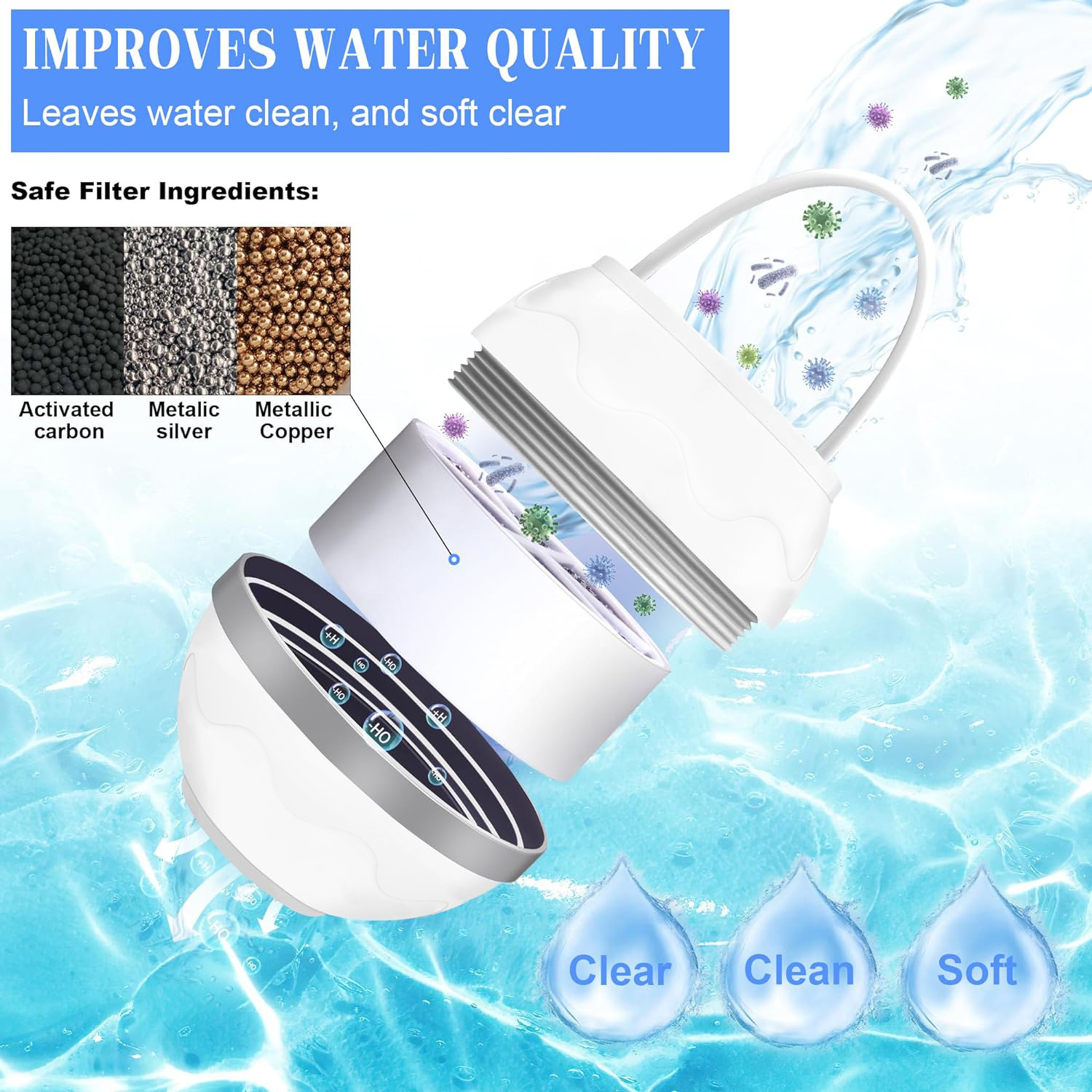 2024 new installation-free water purifier hanging shower filter bath shower water purification bathtub shower