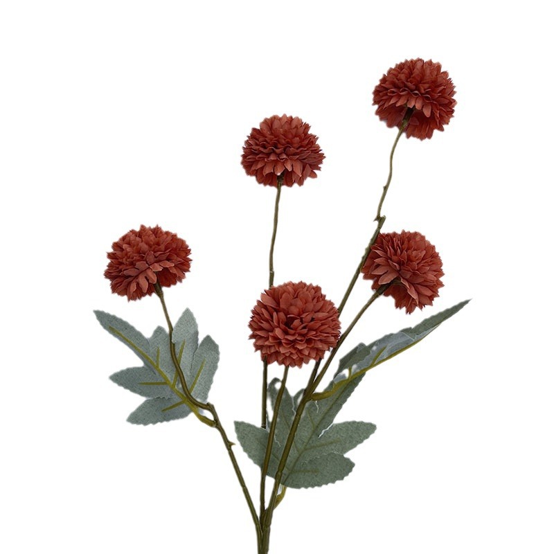 Simulation of 5 autumn dandelion ball chrysanthemum 5 small onion ball wedding home decoration bouquet soft photography props pu_voghion.com