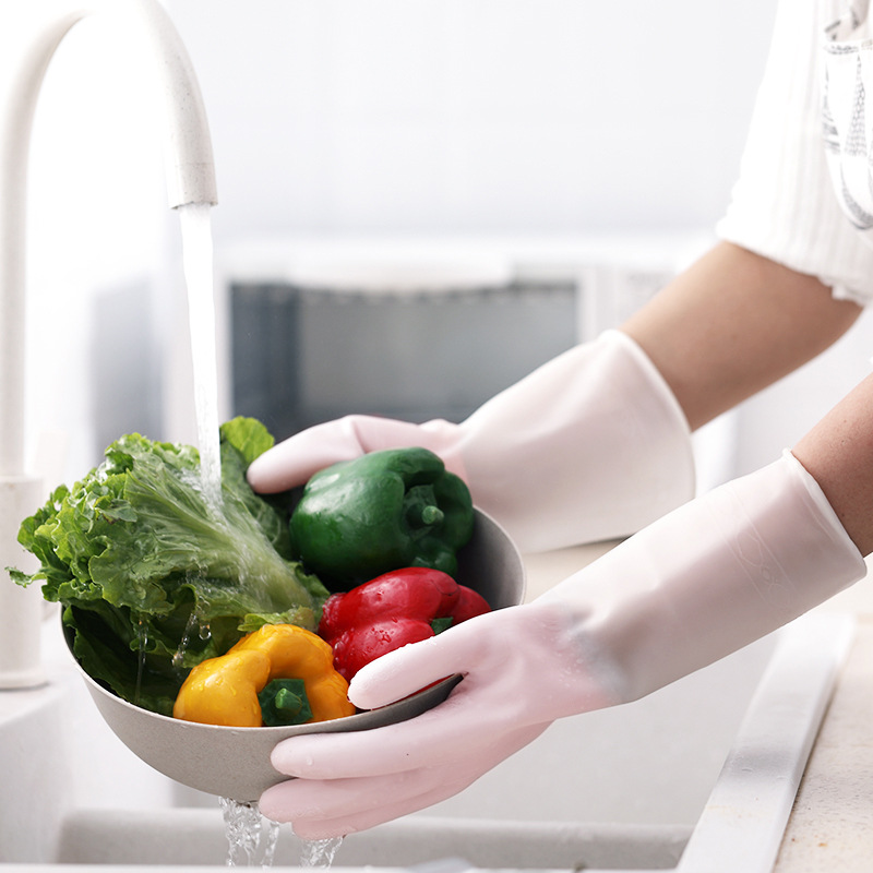 Gradient Waterproof Latex Gloves Women's Thin Laundry Household Cleaning Gloves Durable Kitchen Washing Gloves