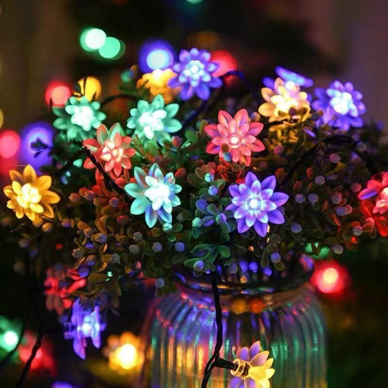 太陽光発電 Led 蓮の花ストリングライト屋外防水庭中庭バルコニー家の装飾カラフルな点滅ストリング|undefined