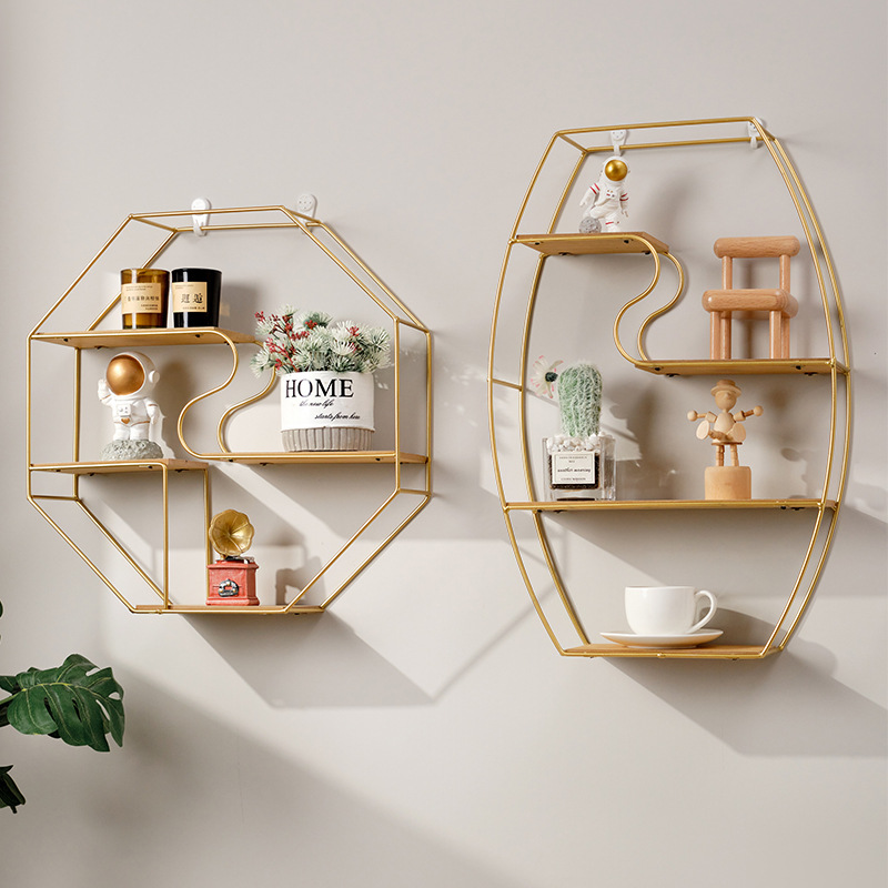 Nordic ins Restaurant Wall Wall Decoration Pendant Wall Decoration Living Room Wall Wrought Iron Storage Rack Wall Hanging Creative Rack