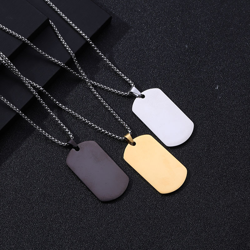 Cross-border European and American titanium steel trendy men's hip hop necklace military tag dog tag engraved ID card pendant accessories manufacturer