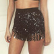 Black four-layer fringed waist chain
