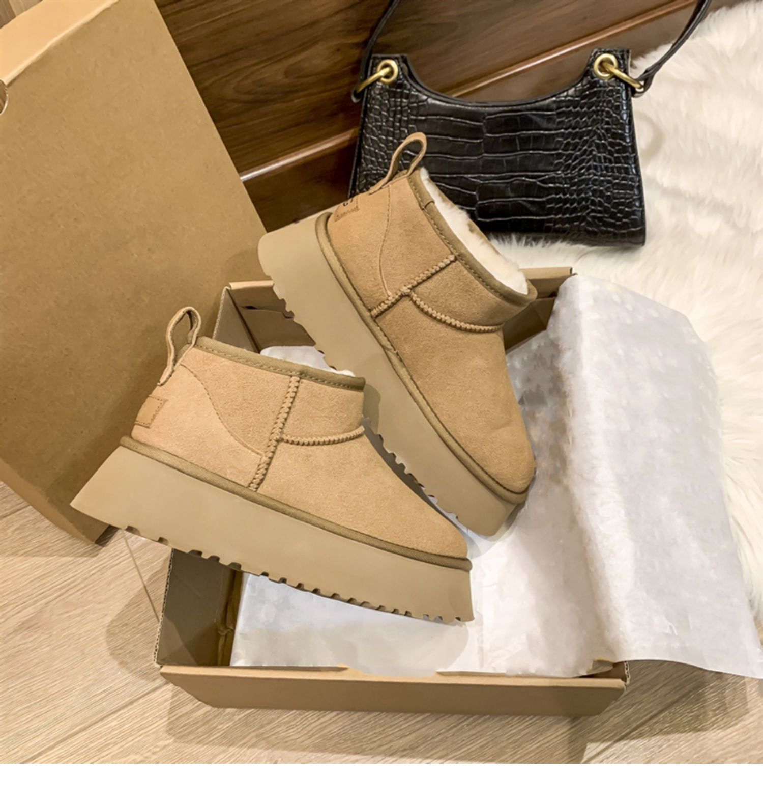 Snow Boots women's platform thick-soled outer wear 2023 Winter new fur integrated waterproof non-slip warm cotton shoes_voghion.com